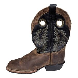 Dan Post Rascal Cowboy Boot Black Brown Embroidered Western Leather Kids Sz 3.5